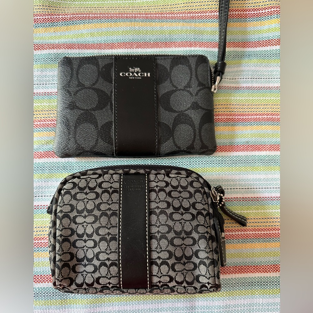 Coach signature wristlet and sm makeup bag